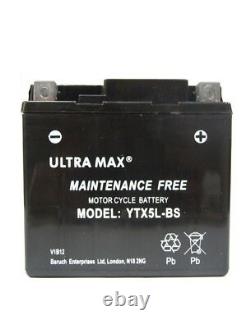 Ultramax Ttx5l-bs 12v 4ah 55 Cca Pour Moto, Moto, Quad Bike, Jet Ski