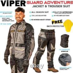 VESTE PANTALON DE COSTUME D'AVENTURE ViPER MOTO VÉLO IMPERMÉABLE TEXTILE ARMURE CE