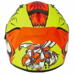 Vcan V128 Mohawk Jaune Orange Plein Visage Moto Casque Moto + Pare-soleil