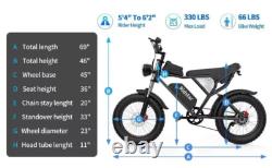 Vélo Électrique Mini Mountain Q20 Pliable E-Bike 48V 15AH Pneus Épais 20 Pouces