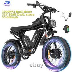 Vélo Électrique Ridstar Q20 Pro à Double Moteur 52V 40AH 20 Pneus Épais Montagne eBike
