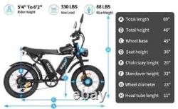 Vélo Électrique Ridstar Q20 Pro à Double Moteur 52V 40AH 20 Pneus Épais Montagne eBike