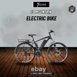 Vélo électrique E-Bike 26 pouces avec pneus, VTT moteur 250W, batterie 36V E9 Noir