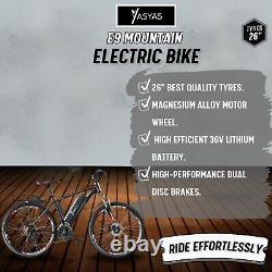 Vélo électrique E-Bike 26 pouces avec pneus, VTT moteur 250W, batterie 36V E9 Noir