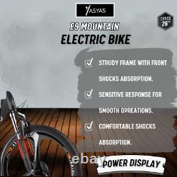 Vélo électrique E-Bike 26 pouces avec pneus, VTT moteur 250W, batterie 36V E9 Noir