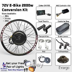 Vélo électrique Ebike 72v 2000w moteur à moyeu 26/27,5/29 contrôleur 72v 45a jante MTX
