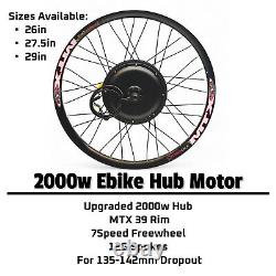 Vélo électrique Ebike 72v 2000w moteur à moyeu 26/27,5/29 contrôleur 72v 45a jante MTX