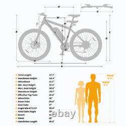 Vélo électrique tout-terrain moteur 250W autonomie 65km 21 vitesses frein à disque IPX4 noir