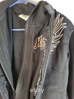 Veste Harley Davidsons 2 en 1 pour femmes avec capuche amovible et gilet noir taille M.
