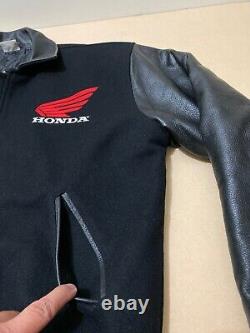 Veste Honda Vintage Hommes Moyen Grande Cond Coat De Moto Avec Manches En Cuir
