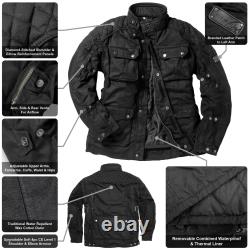 Veste de moto en cire Black Bowland CE Class AA pour la conduite à moto