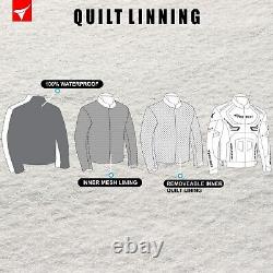 Veste de moto en cuir imperméable pour homme avec bottes renforcées CE