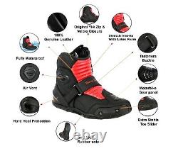 Veste de moto en cuir imperméable pour homme avec bottes renforcées CE