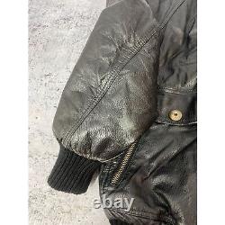 Veste de moto en cuir noir Vintage Vinci + Vera Pelle en cuir véritable authentique