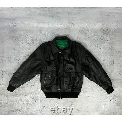 Veste de moto en cuir noir Vintage Vinci + Vera Pelle en cuir véritable authentique