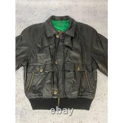 Veste de moto en cuir noir Vintage Vinci + Vera Pelle en cuir véritable authentique