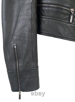 Veste de moto noire en cuir d'agneau MARCIANO GUESS taille S