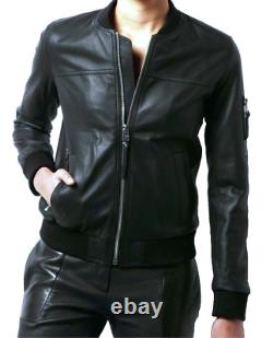 Veste en cuir ajustée pour femme en cuir d'agneau véritable style motard Bomber