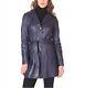 Veste En Cuir Manteau Blazer Long Taille Femmes Bleu Motard Dames Trench 19