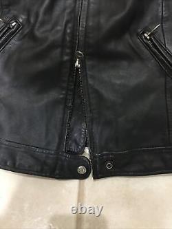 Veste en cuir noir Harley Davidson SANTA CRUZ pour femme avec aigle élaboré sur les bras