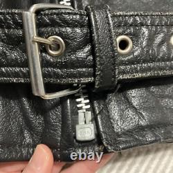 Veste en cuir noir classique de motard Mr Motor Cycle taille 58 avec fermeture éclair