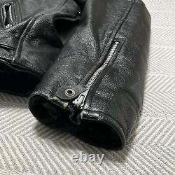 Veste en cuir noir classique de motard Mr Motor Cycle taille 58 avec fermeture éclair