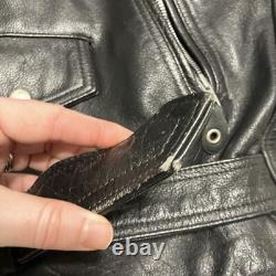 Veste en cuir noir classique de motard Mr Motor Cycle taille 58 avec fermeture éclair