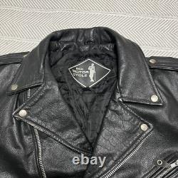Veste en cuir noir classique de motard Mr Motor Cycle taille 58 avec fermeture éclair