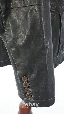 Veste en cuir pour homme Safari RARE Y2K Biker Vintage Italie Col XL de couleur noire