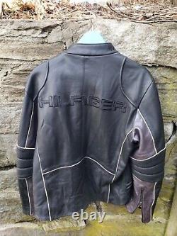 Veste en cuir pour homme Tommy Hilfiger Taille Bad Ass biker! RARE