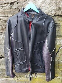 Veste en cuir pour homme Tommy Hilfiger Taille Bad Ass biker! RARE