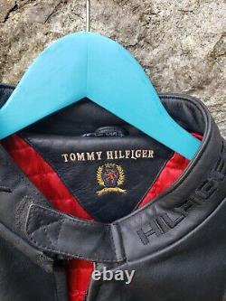 Veste en cuir pour homme Tommy Hilfiger Taille Bad Ass biker! RARE