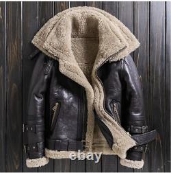 Veste en cuir véritable Irvin pilote aviateur B3 en shearling pour homme