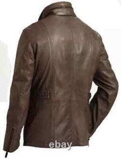 Veste en cuir véritable d'agneau pour homme marron coat coat