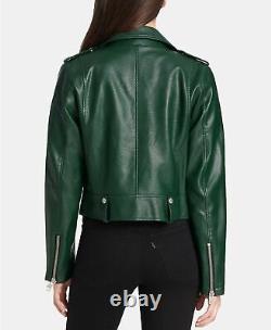 Veste en cuir vert pour femme en pur cuir d'agneau