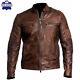 Veste En Cuir Vintage Pour Motard Café Racer Brun Vieilli Pour Homme