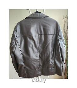 Veste en faux cuir ouverte avec col Cole Haan, marron foncé, XL, neuve