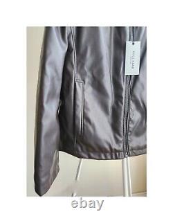 Veste en faux cuir ouverte avec col Cole Haan, marron foncé, XL, neuve