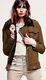 Veste En Laine Slouchy Moto Free People Taille S Avec Fausse Fourrure Olive Verte Armée Militaire