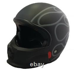 Viper Rs07 Trooper Matt Black Modular Open Face Masque Flames Casque De Moto