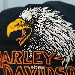 Vtg. FABRIQUÉ AU TEXAS, ÉTATS-UNIS Casquette Trucker Snapback Harley Davidson Screaming Eagle années 70