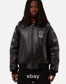 ZM Avirex X Trapstar Icon LDN Veste en cuir de motard pour homme noire